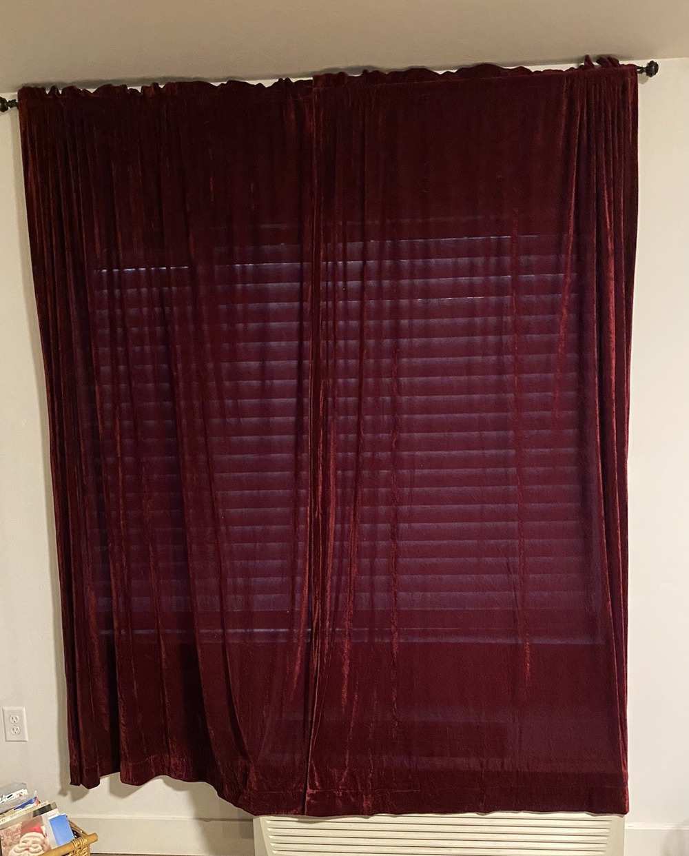 Vtg Plush Red Velvet Drapes Curtains 54"W x 80"L Burgundy Goth Theater Backdrop